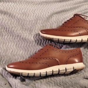 Cole Haan ZEROGRAND Wingtip Oxfords | Size 8 | Brown Leather | Never Worn